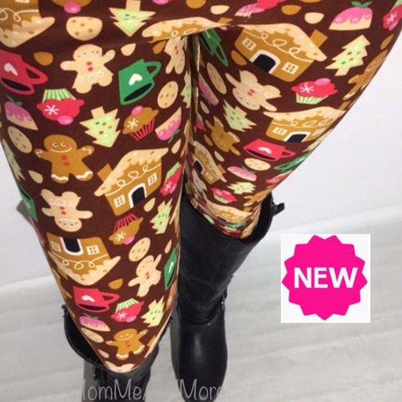 OS/Plus/XPlus NEW Womens Christmas Gingerbread House Printed Leggings - Picture 3 of 8